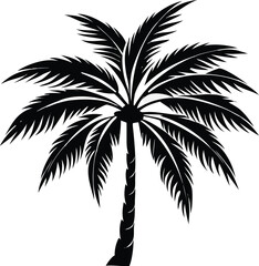 Fototapeta premium Detailed Silhouette Of A Date Palm Tree Against A Plain Background