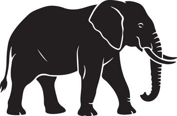 Fototapeta premium Elephant walking silhouette, strong shape, clean outline