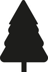 A simplistic dark silhouette of a classic evergreen coniferous tree shape
