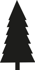A simple dark silhouette of a classic evergreen coniferous tree design