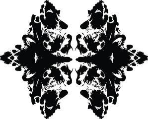 Abstract Symmetrical Black Inkblot Vector Graphic Rorschach Test Style Grunge Splatter Texture Element