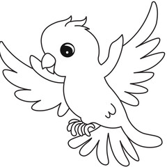 Obraz premium Flying bird line art with spread wings perfect for Easter designs, classroom posters, and imaginative illustrations.