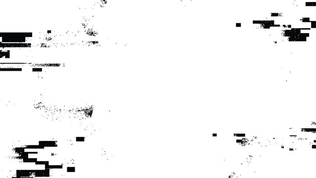 Black and White Glitch Grunge Texture Frame Vector Background Data Error Censored Distress Noise Overlay