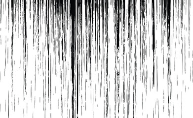 Abstract monochrome vector grunge texture with vertical black ink streaks and distressed paint drips background