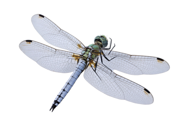 Graceful dragonfly in flight isolated on transparent background