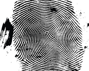 Grungy Black Fingerprint Vector Illustration Distressed Ink Texture Identity Security Forensics Concept