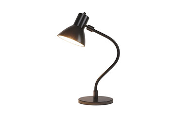 Modern black desk lamp with flexible neck isolated on transparent background