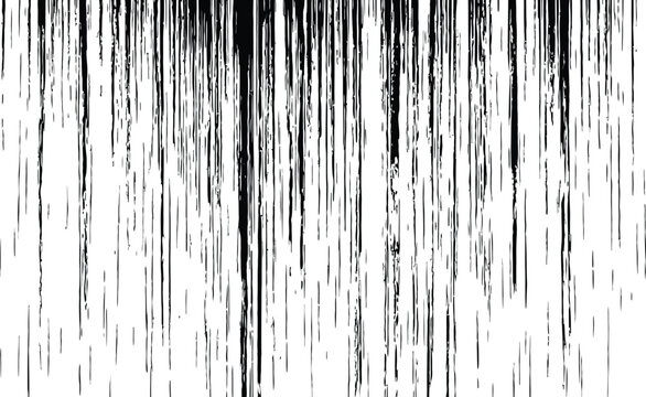 Abstract monochrome vector grunge texture with vertical black ink streaks and distressed paint drips background