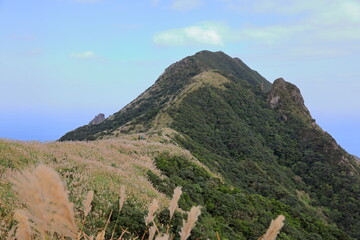 Mountain views of Jinguashi and Jiufen area a popular tourist destination in Taipei Taiwan