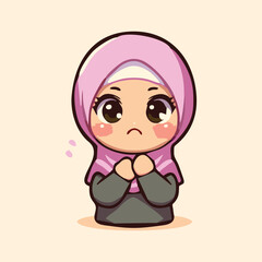 Fototapeta premium vector illustration of Chibi hijab girl
