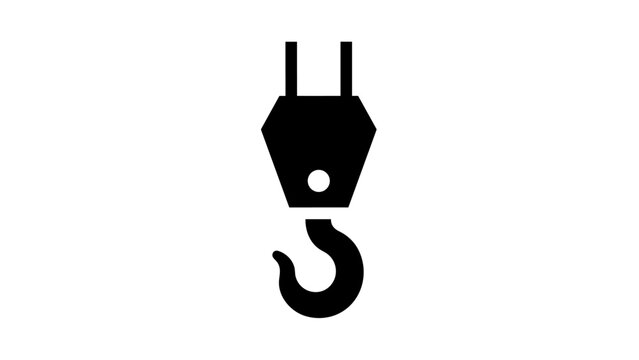 Crane Hook Silhouette Icon Illustration.