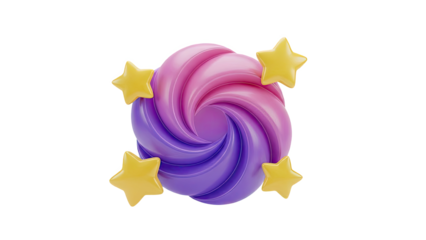 Swirl Candy with Stars 3D Render