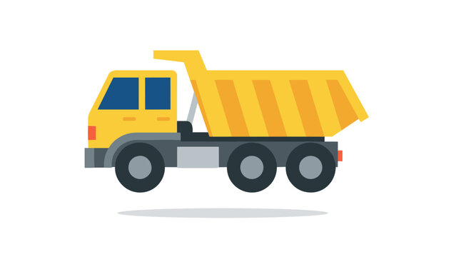 Yellow Dump Truck Side View Illustration.