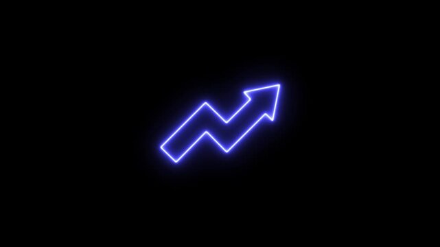 abstract neon stock market chart animation with rising up arrow representing financial business growth