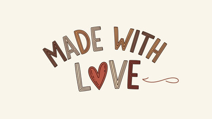 Made with love heart symbol on beige background