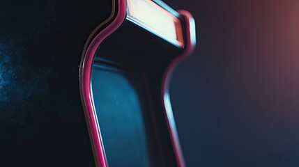 Retro Arcade Game Console with Vibrant Edges and Dramatic Lighting in a Dark Background Setting