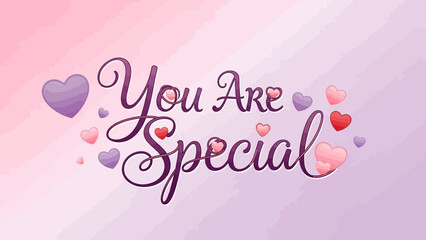 Inspirational message with colorful hearts on pink background