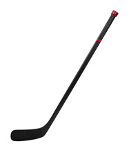 Black wooden hockey stick, Isolated on transparent or white, Cut out