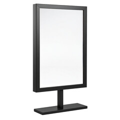 Blank white information display stand mockup with black frame Isolated on transparent or white, Cut out