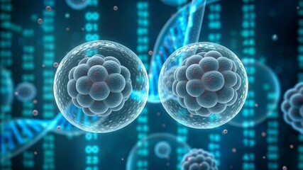 IVF Embryo Concept ,Cell division mitosis biology science DNA chromosome genetic molecule medical research laboratory microscopic technology