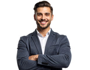 Businessman smiling isolated on transparent background isolated on transparent background