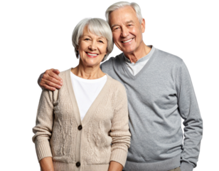 Happy senior couple isolated on transparent background isolated on transparent background