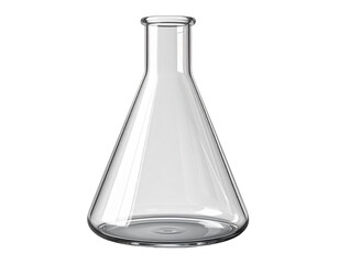 Empty conical flask, chemistry laboratory glassware, Isolated on transparent or white, Cut out