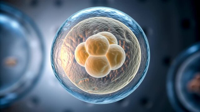 IVF Embryo Concept ,Cell biology science microscopic division nucleus medical research closeup health technology laboratory structure organism