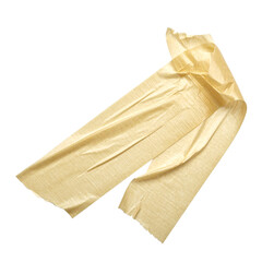 Single strip of wrinkled beige masking or adhesive tape Isolated on transparent or white, Cut out