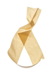 Single strip of wrinkled beige masking or adhesive tape Isolated on transparent or white, Cut out
