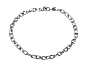 Stainless steel silver chain bracelet hanged Isolated on transparent or white, Cut out