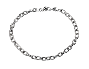 Stainless steel silver chain bracelet hanged Isolated on transparent or white, Cut out