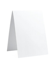 White blank paper table tent card, standing A frame mockup for menu or sign Isolated on transparent or white, Cut out