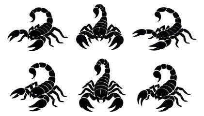 Graphic scorpion set featuring scorpions in various poses for design projects