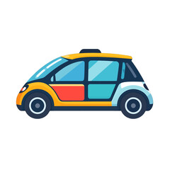 Obraz premium Colorful Car Pixel Art on White Background with Retro Design Aesthetic and Bright Yellow Accents