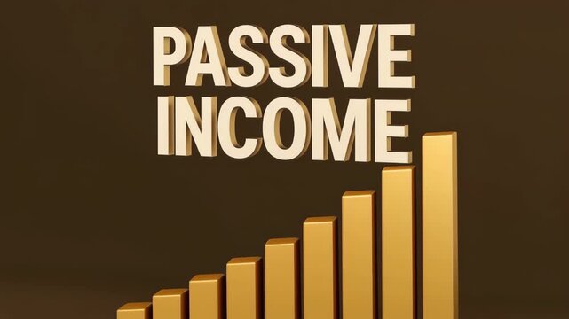Passive income growth concept with gold bar chart