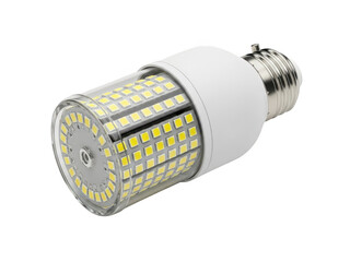 Close up of a white led light bulb isolated on transparent background