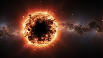 Fiery Cosmic Explosion - A Stellar Nova in Deep Space.