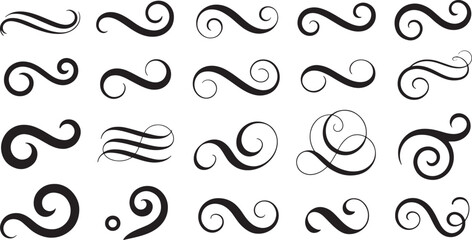 Decorative swirls vintage style text separators flourish elements and curly lines