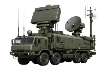 Air Defense Command and Control Vehicle with Radar Antennas