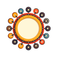 Obraz premium Round Decorative Frame with Radial Ornamentation in Warm Tones on White Background