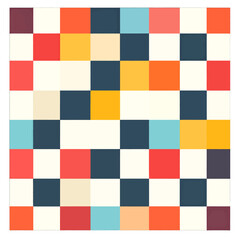 Colorful Checkerboard Pattern with Red Yellow and Blue Squares on White Background