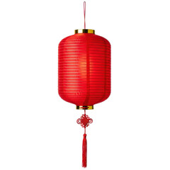 Red chinese lantern with tassel isolated on transparent background