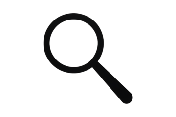 Minimalistic Black Magnifying Glass Search Icon Isolated on Transparent Background