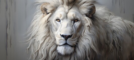 realistic photo of a glossy white lion ,generative AI