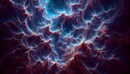 Obraz premium Blue Purple Nebula Plasma with Negative Space for Design