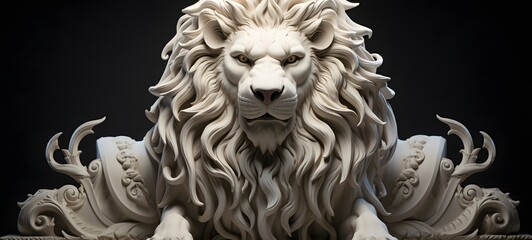 realistic photo of a glossy white lion ,generative AI