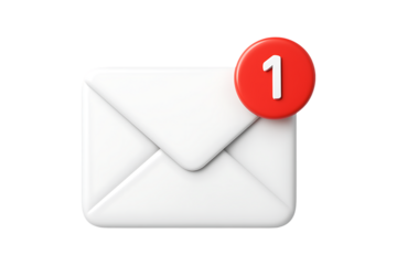 New Message Notification Envelope Isolated on Transparent Background