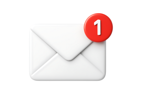 New Message Notification Envelope Isolated on Transparent Background - Powered by Adobe