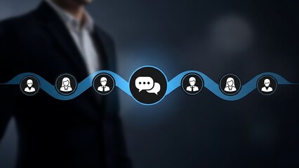 Business communication network and team collaboration concept